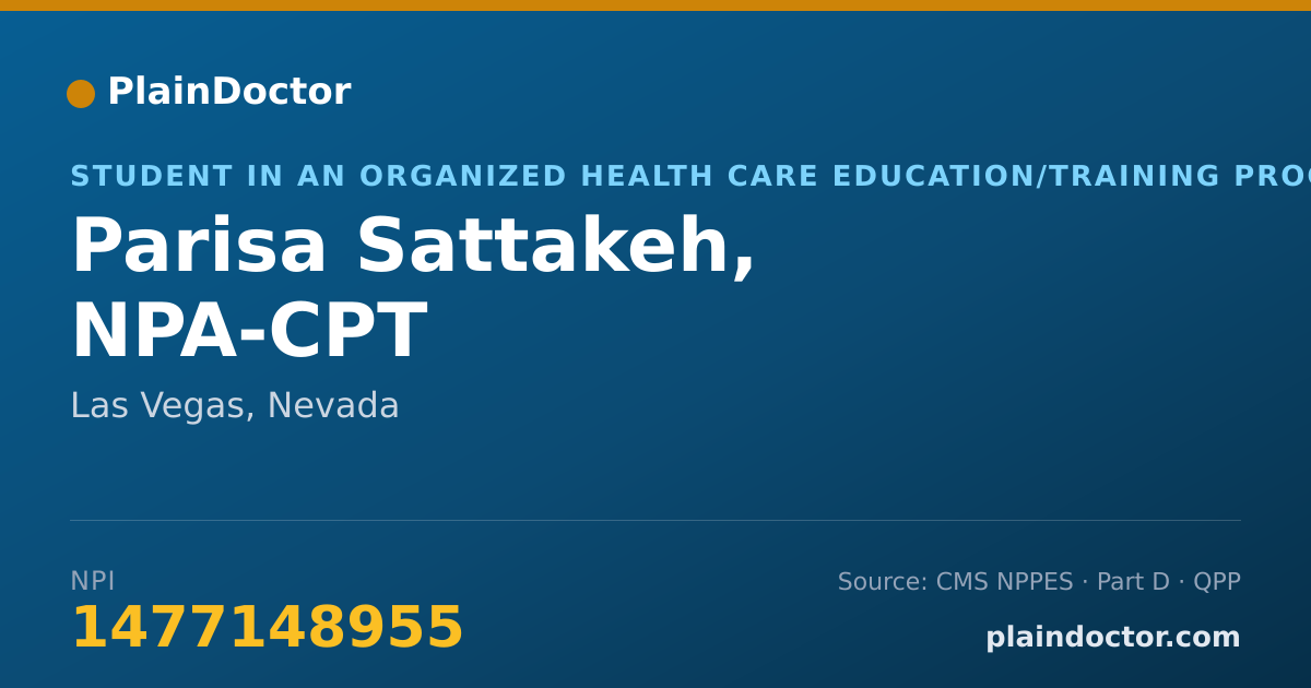 Shareable card for Parisa Sattakeh, NPA-CPT - Medical Laboratory Technician, Las Vegas, NV