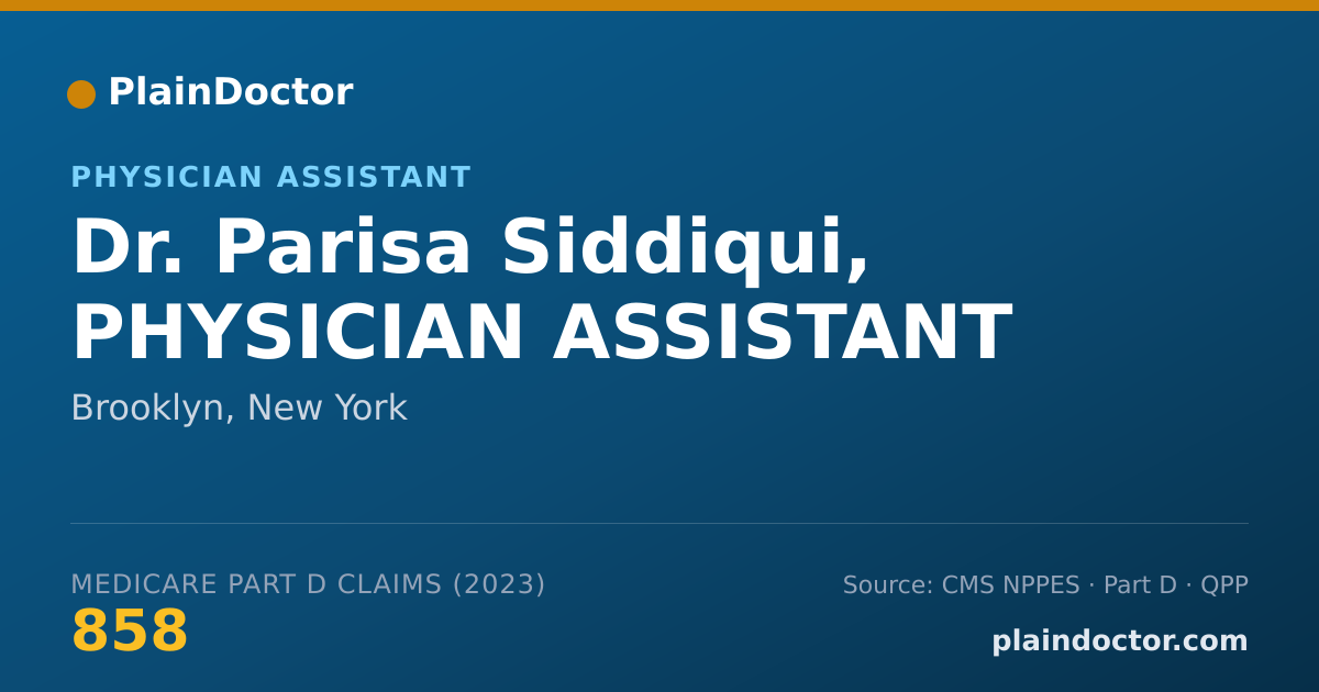 Shareable card for Parisa Siddiqui, PHYSICIAN ASSISTANT - Physician Assistant, Brooklyn, NY