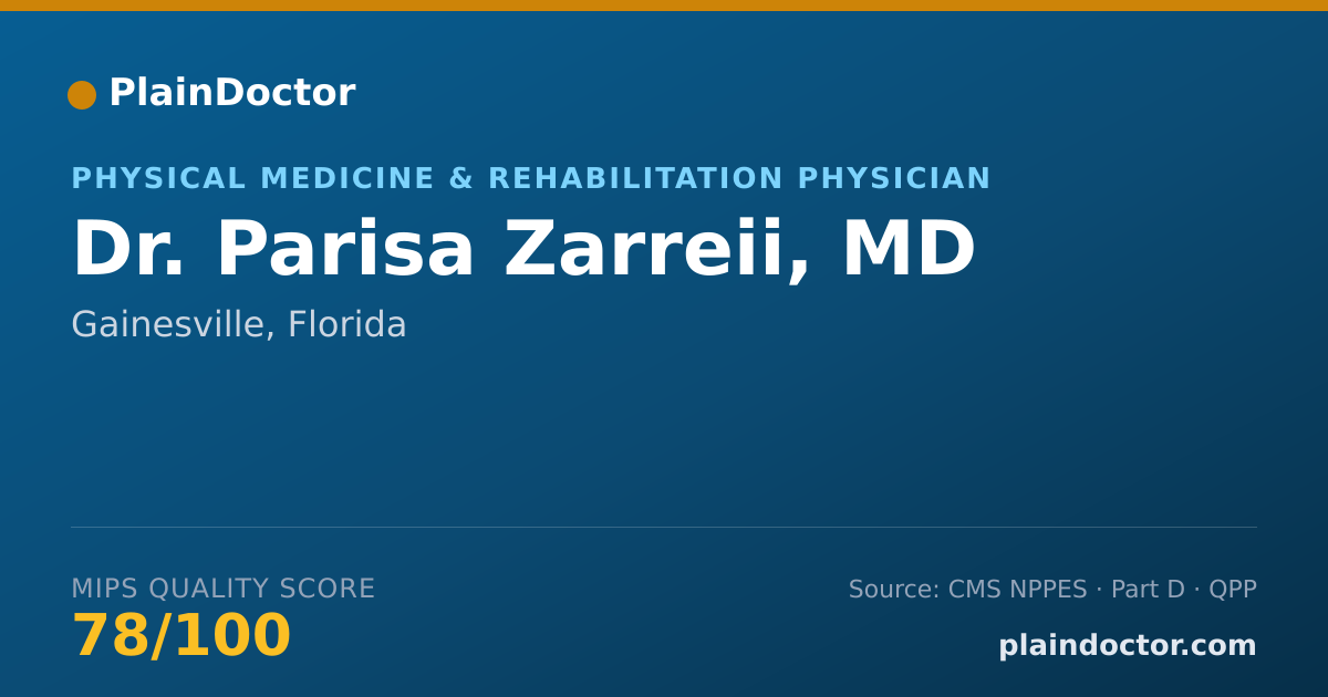 Shareable card for Parisa Zarreii, MD - Physical Medicine & Rehabilitation Physician, Gainesville, FL