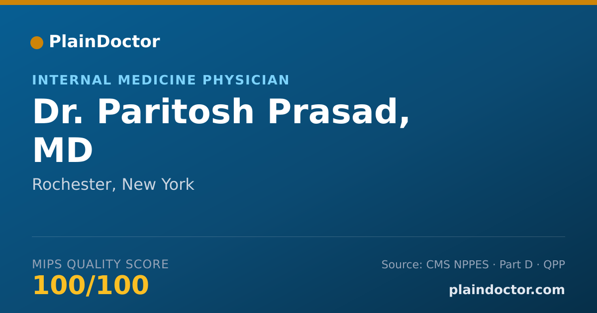 Shareable card for Paritosh Prasad, MD - Internal Medicine Physician, Rochester, NY