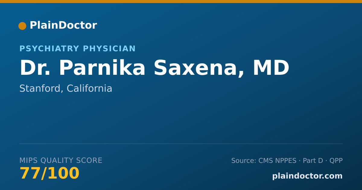 Shareable card for Parnika Saxena, MD - Psychiatry Physician, Stanford, CA