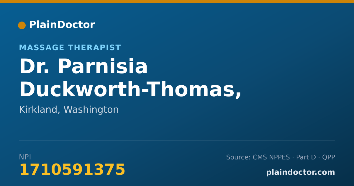 Shareable card for Parnisia Duckworth-Thomas, MASSAGE THERAPIST - Massage Therapist, Kirkland, WA