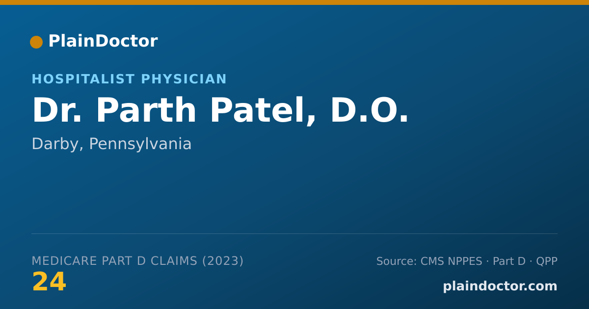 Shareable card for Parth Patel, D.O. - Hospitalist Physician, Darby, PA