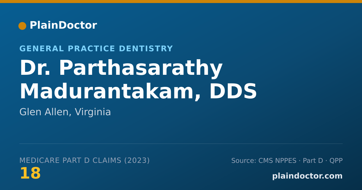 Shareable card for Parthasarathy Madurantakam, DDS - General Practice Dentistry, Glen Allen, VA