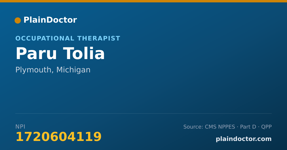 Shareable card for Paru Tolia - Occupational Therapist, Plymouth, MI