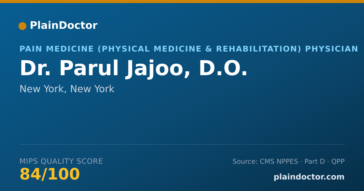 Shareable card for Parul Jajoo, D.O. - Pain Medicine (Physical Medicine & Rehabilitation) Physician, New York, NY