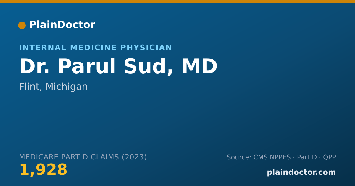 Shareable card for Parul Sud, MD - Internal Medicine Physician, Flint, MI