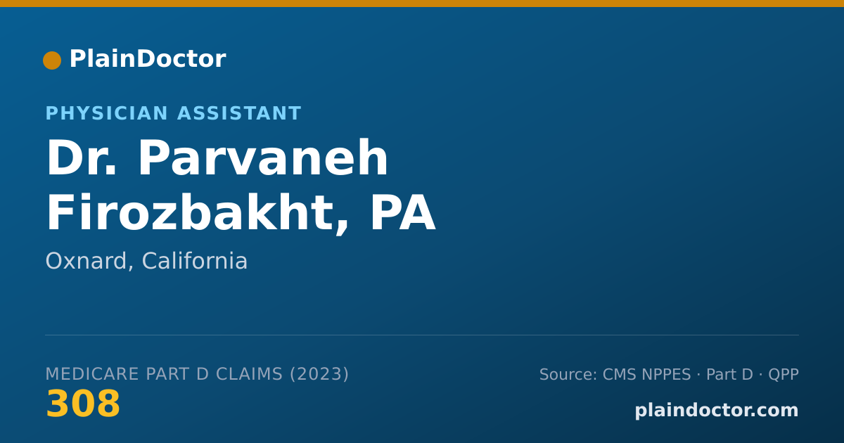Shareable card for Parvaneh Firozbakht, PA - Physician Assistant, Oxnard, CA