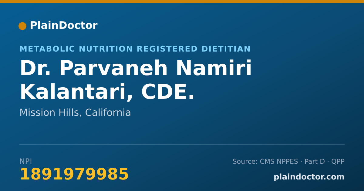 Shareable card for Parvaneh Namiri Kalantari, CDE. - Metabolic Nutrition Registered Dietitian, Mission Hills, CA