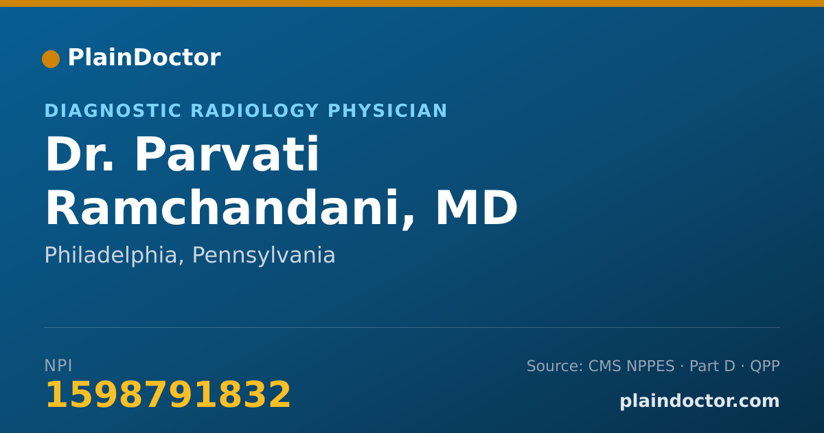 Shareable card for Parvati Ramchandani, MD - Diagnostic Radiology Physician, Philadelphia, PA