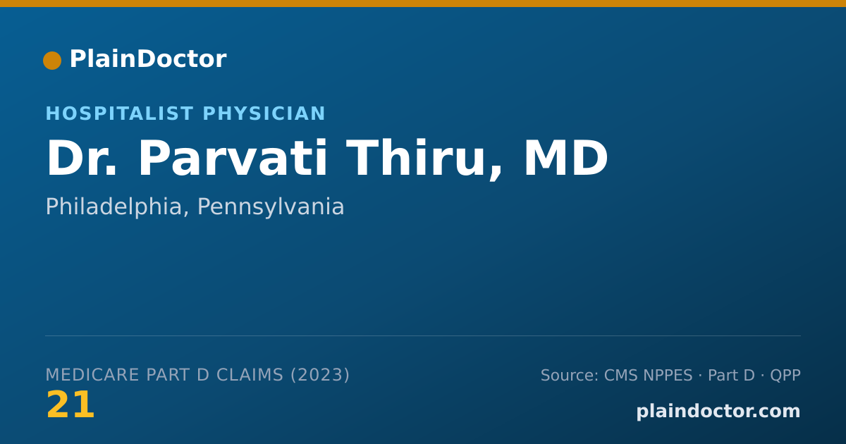 Shareable card for Parvati Thiru, MD - Hospitalist Physician, Philadelphia, PA