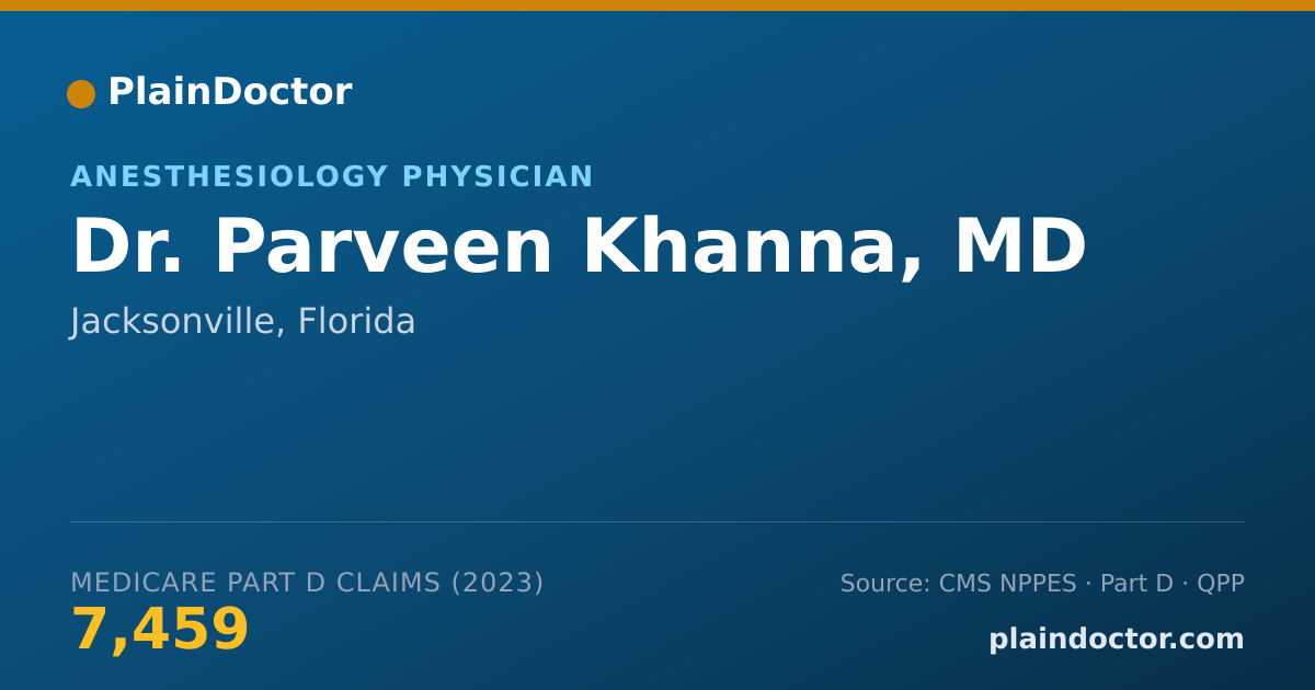 Shareable card for Parveen Khanna, MD - Anesthesiology Physician, Jacksonville, FL
