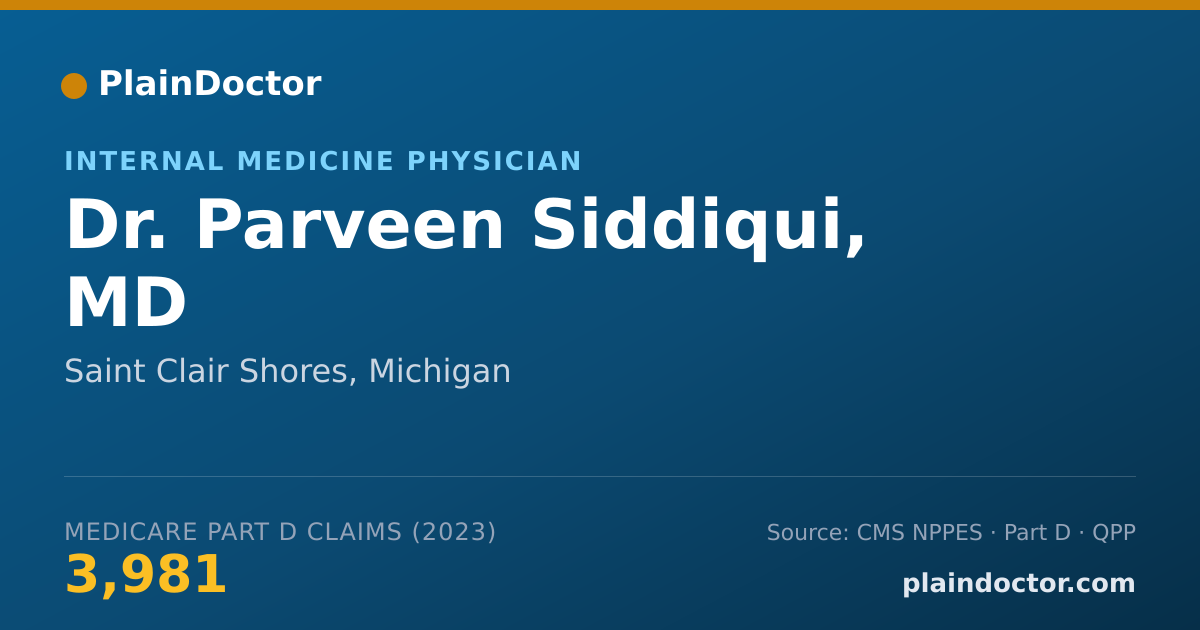 Shareable card for Parveen Siddiqui, MD - Internal Medicine Physician, Saint Clair Shores, MI