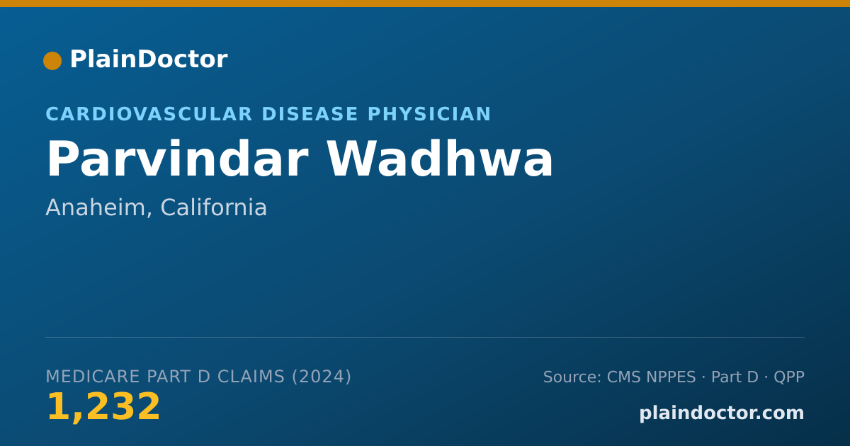 Shareable card for Parvindar Wadhwa - Cardiovascular Disease Physician, Anaheim, CA