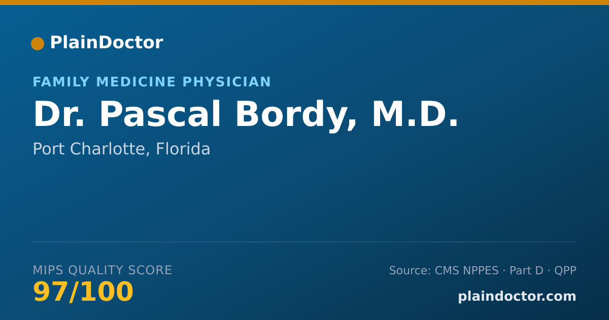 Shareable card for Pascal Bordy, M.D. - Family Medicine Physician, Port Charlotte, FL