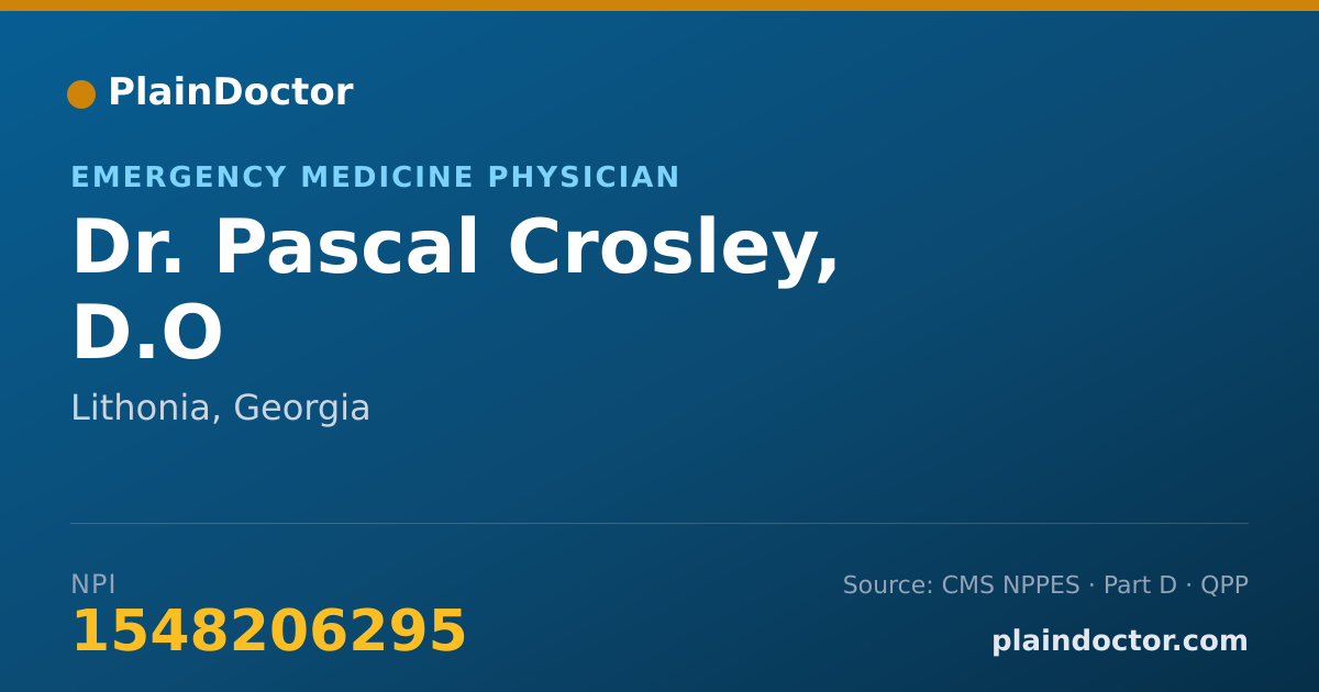 Shareable card for Pascal Crosley, D.O - Emergency Medicine Physician, Lithonia, GA