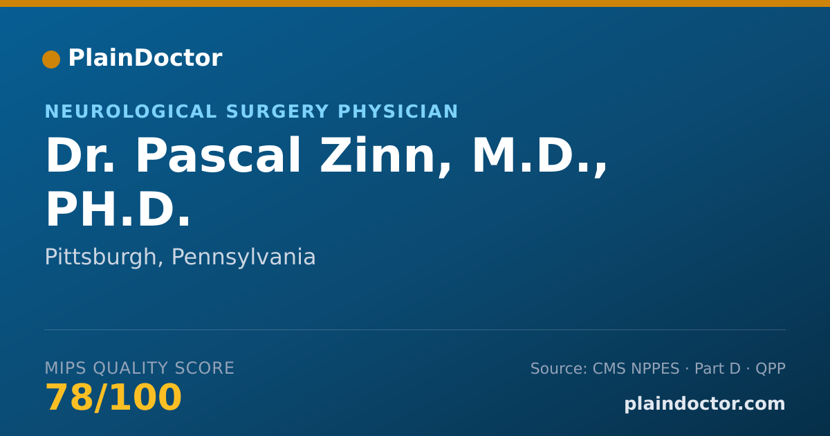 Shareable card for Pascal Zinn, M.D., PH.D. - Neurological Surgery Physician, Pittsburgh, PA