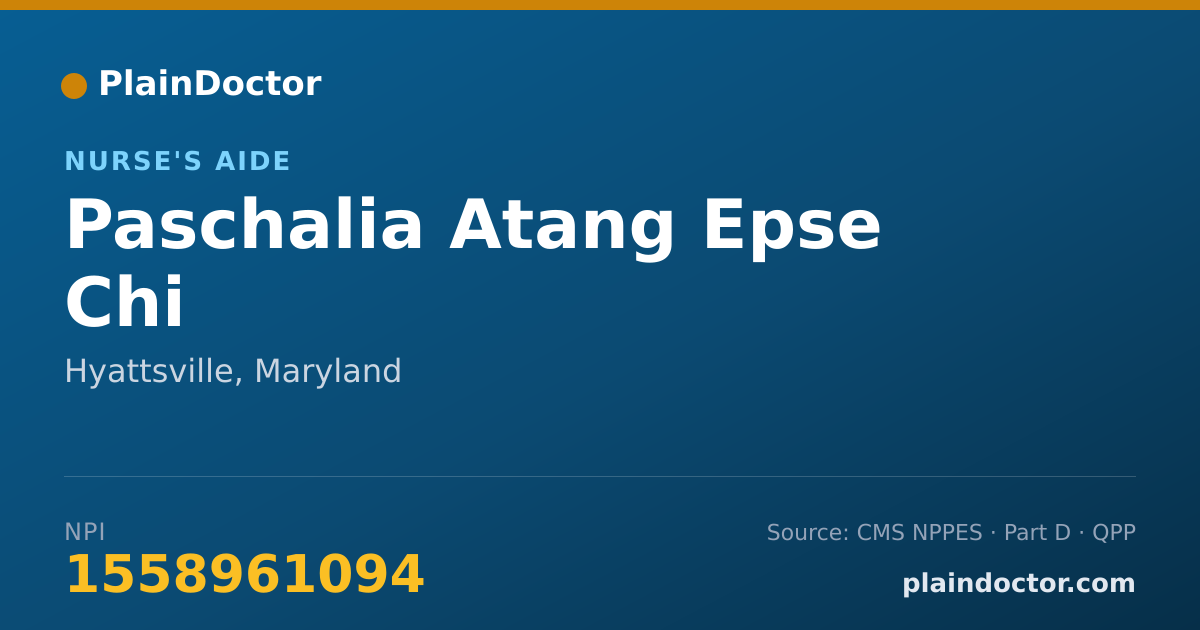 Shareable card for Paschalia Atang Epse Chi - Nurse's Aide, Hyattsville, MD