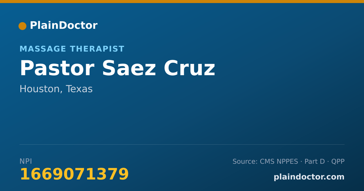 Shareable card for Pastor Saez Cruz - Massage Therapist, Houston, TX