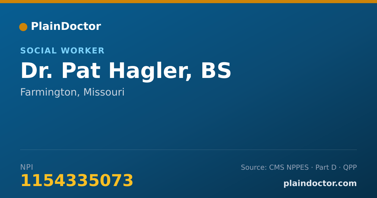Shareable card for Pat Hagler, BS - Social Worker, Farmington, MO