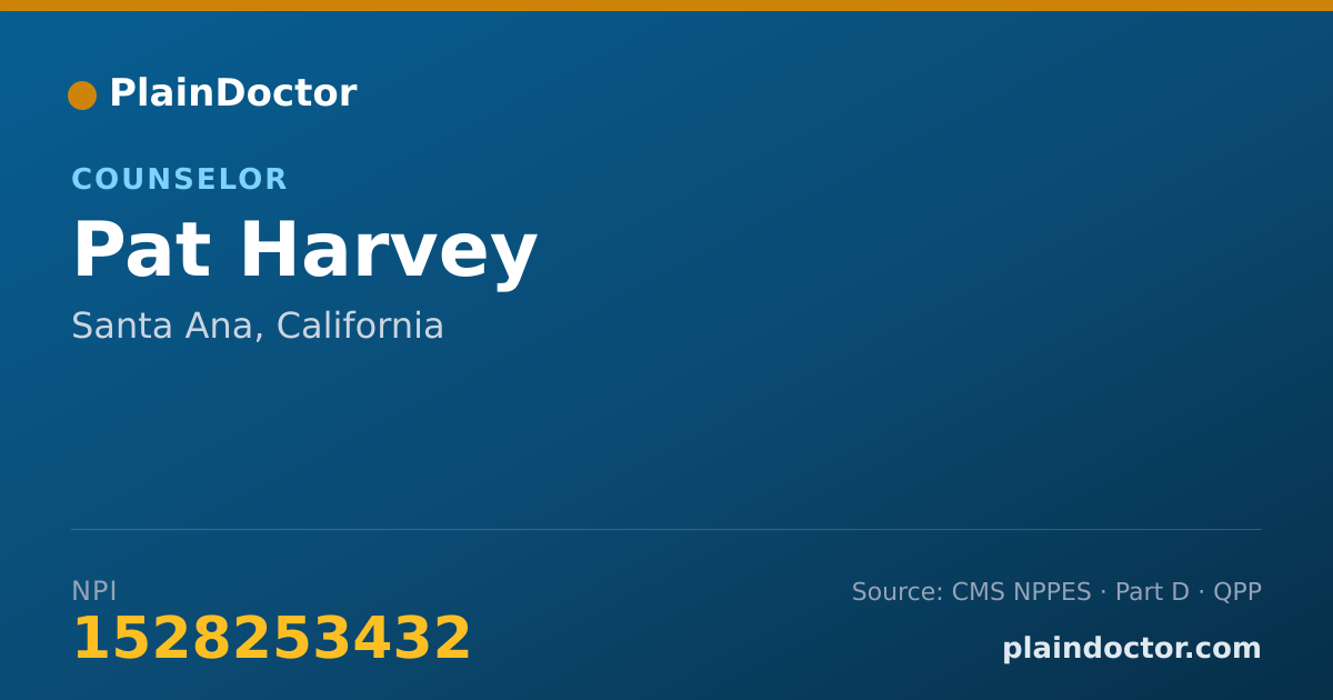 Shareable card for Pat Harvey - Counselor, Santa Ana, CA