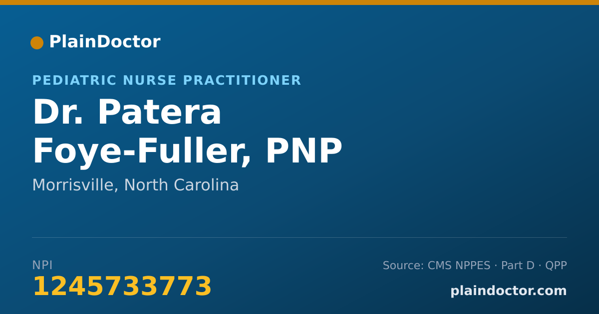 Shareable card for Patera Foye-Fuller, PNP - Pediatric Nurse Practitioner, Morrisville, NC