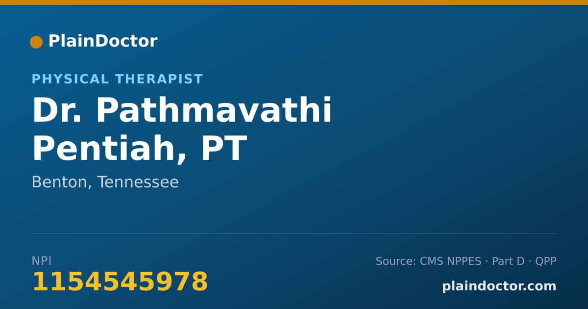 Shareable card for Pathmavathi Pentiah, PT - Physical Therapist, Benton, TN