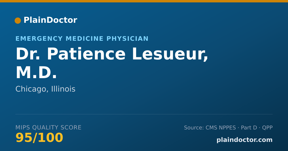 Shareable card for Patience Lesueur, M.D. - Emergency Medicine Physician, Chicago, IL