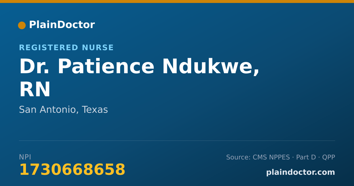Shareable card for Patience Ndukwe, RN - Registered Nurse, San Antonio, TX