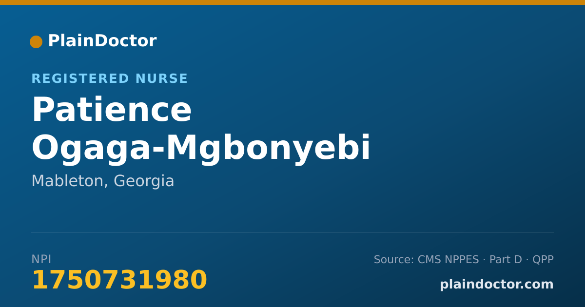 Shareable card for Patience Ogaga-Mgbonyebi - Registered Nurse, Mableton, GA