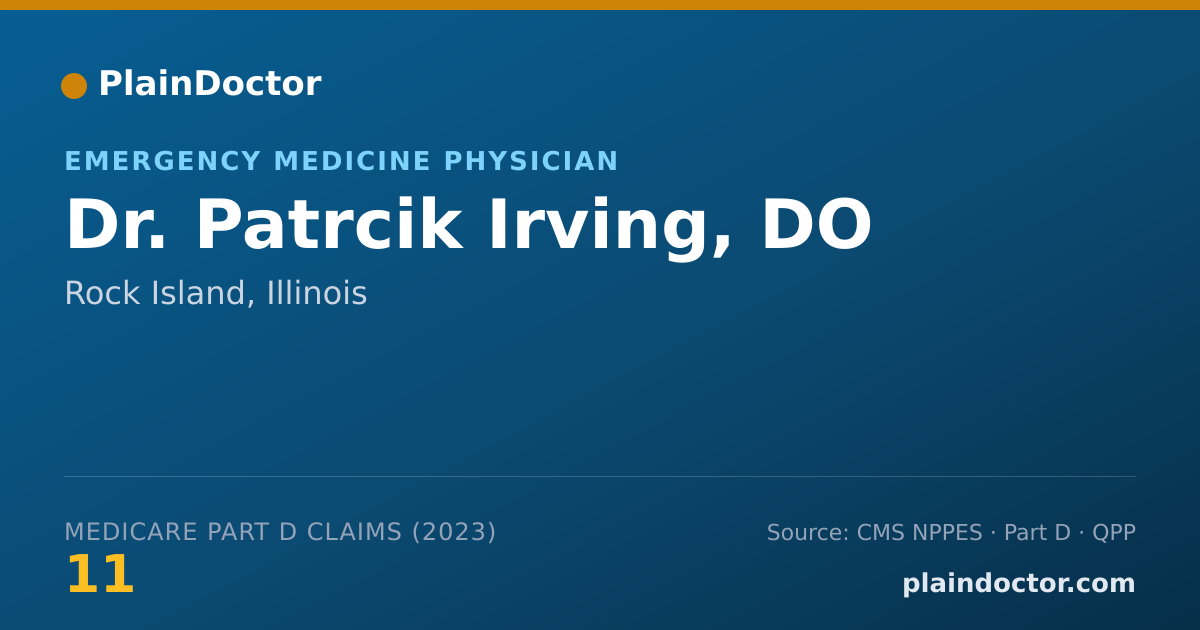 Shareable card for Patrcik Irving, DO - Emergency Medicine Physician, Rock Island, IL