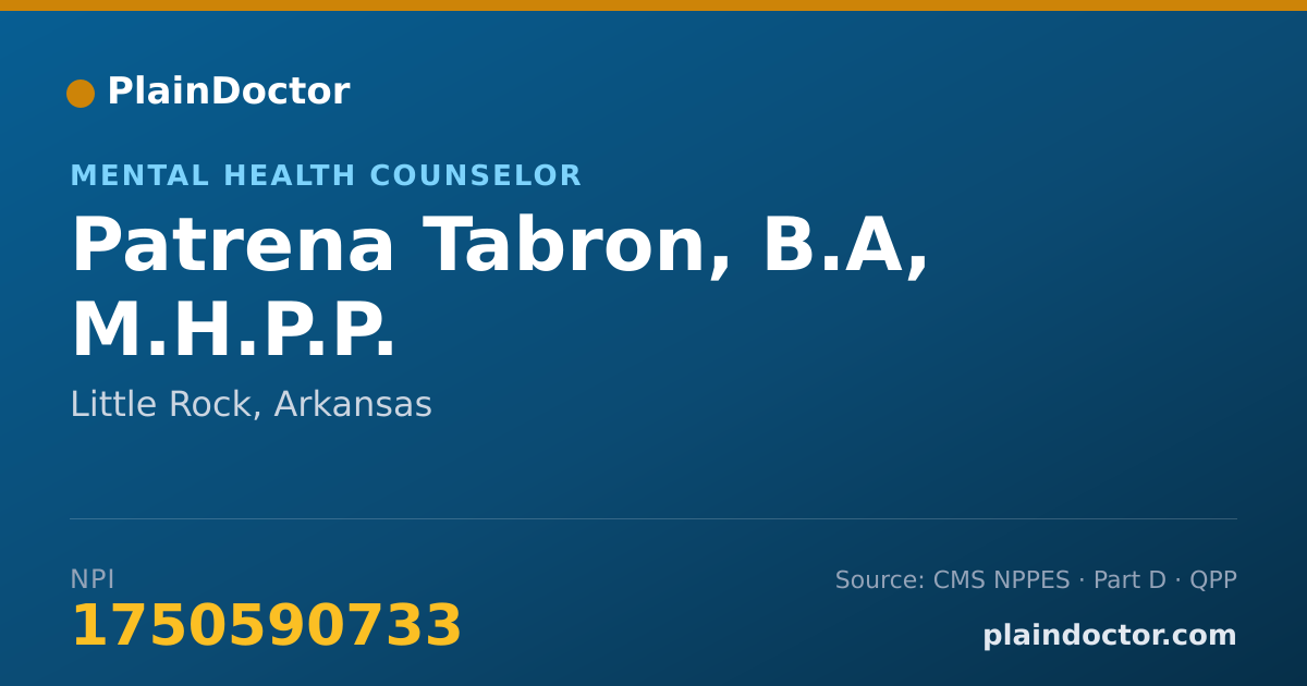 Shareable card for Patrena Tabron, B.A, M.H.P.P. - Mental Health Counselor, Little Rock, AR