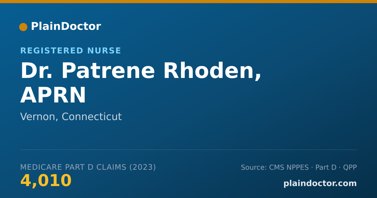 Shareable card for Patrene Rhoden, APRN - Registered Nurse, Vernon, CT