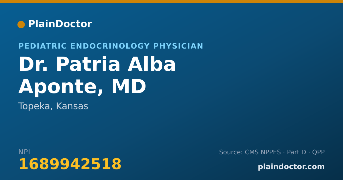 Shareable card for Patria Alba Aponte, MD - Pediatric Endocrinology Physician, Topeka, KS
