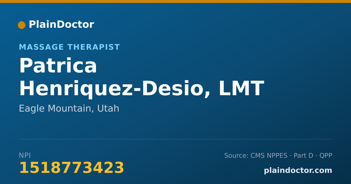 Shareable card for Patrica Henriquez-Desio, LMT - Massage Therapist, Eagle Mountain, UT