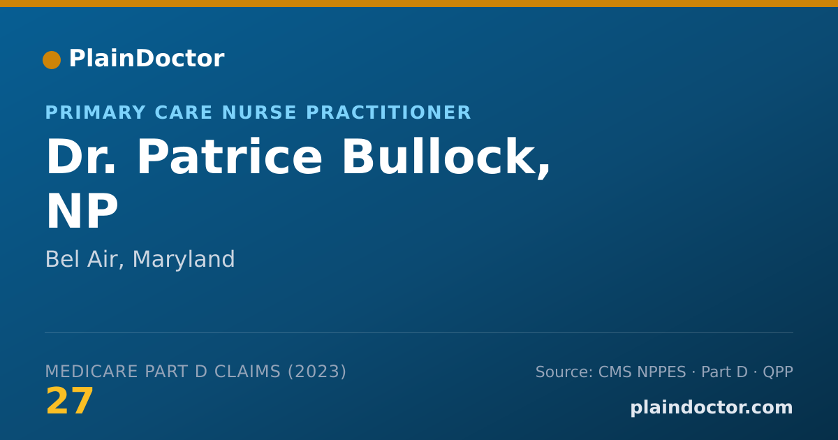 Shareable card for Patrice Bullock, NP - Primary Care Nurse Practitioner, Bel Air, MD