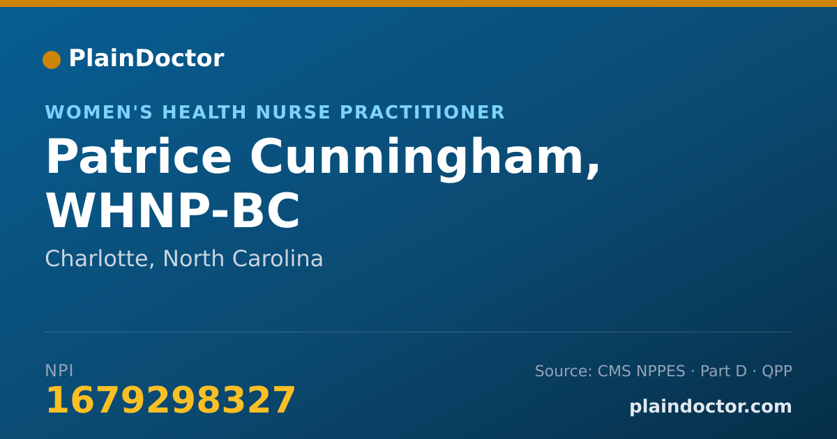 Shareable card for Patrice Cunningham, WHNP-BC - Nurse Practitioner, Charlotte, NC