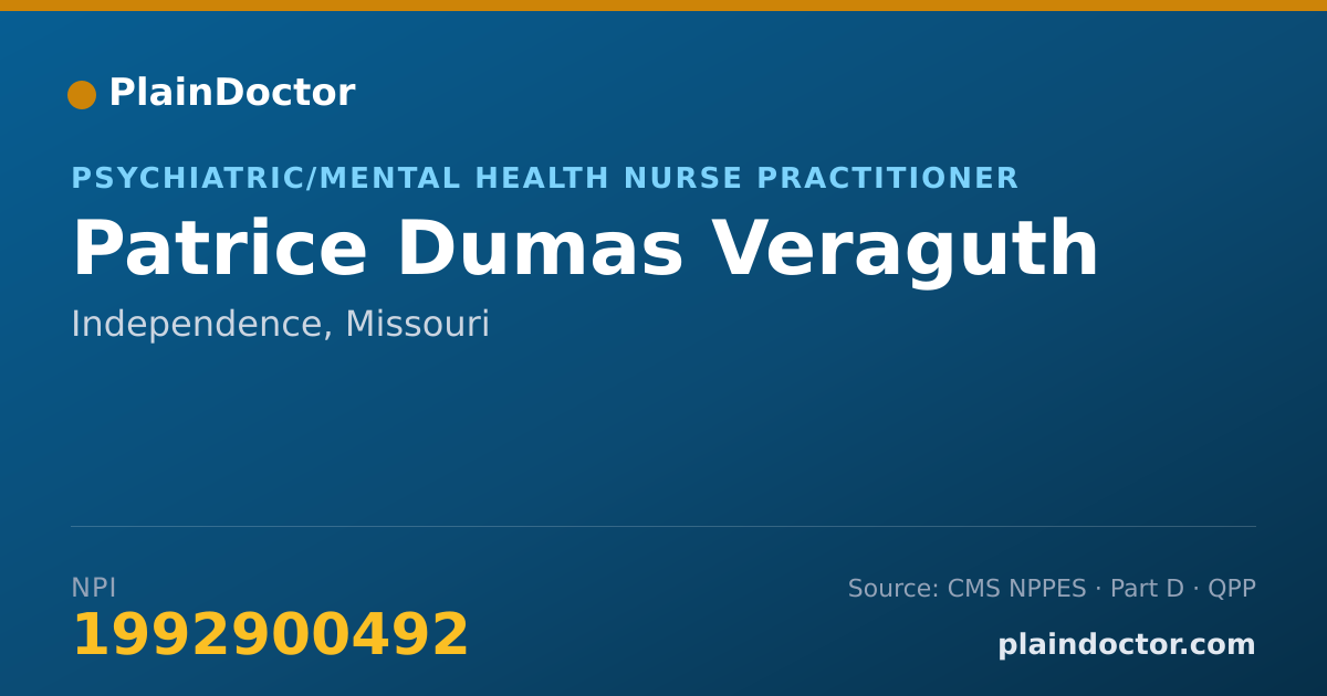 Shareable card for Patrice Dumas Veraguth - Psychiatric/Mental Health Nurse Practitioner, Independence, MO