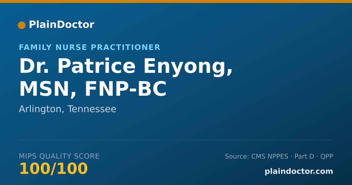 Shareable card for Patrice Enyong, MSN, FNP-BC - Family Nurse Practitioner, Arlington, TN