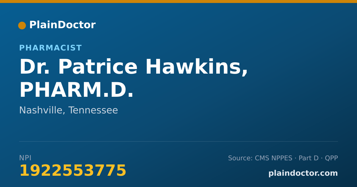 Shareable card for Patrice Hawkins, PHARM.D. - Pharmacist, Nashville, TN