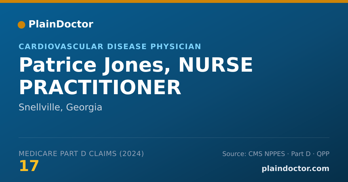 Shareable card for Patrice Jones, NURSE PRACTITIONER - Cardiovascular Disease Physician, Snellville, GA