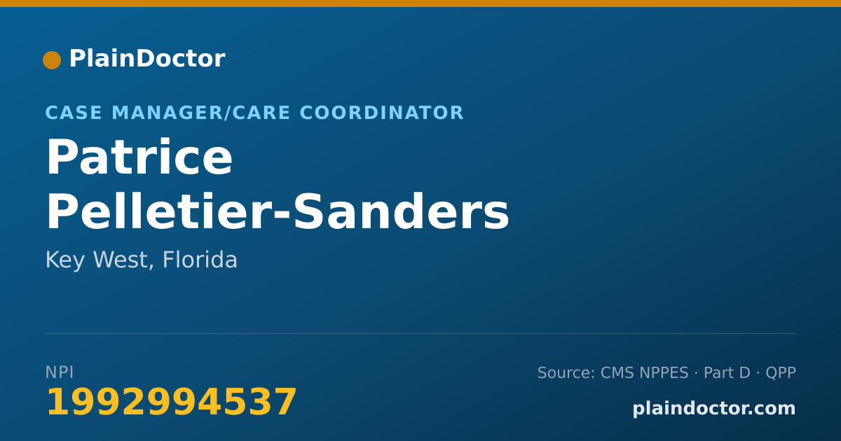 Shareable card for Patrice Pelletier-Sanders - Case Manager/Care Coordinator, Key West, FL