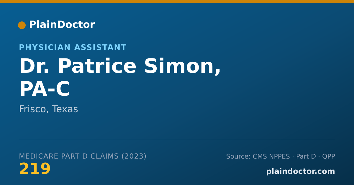 Shareable card for Patrice Simon, PA-C - Physician Assistant, Frisco, TX