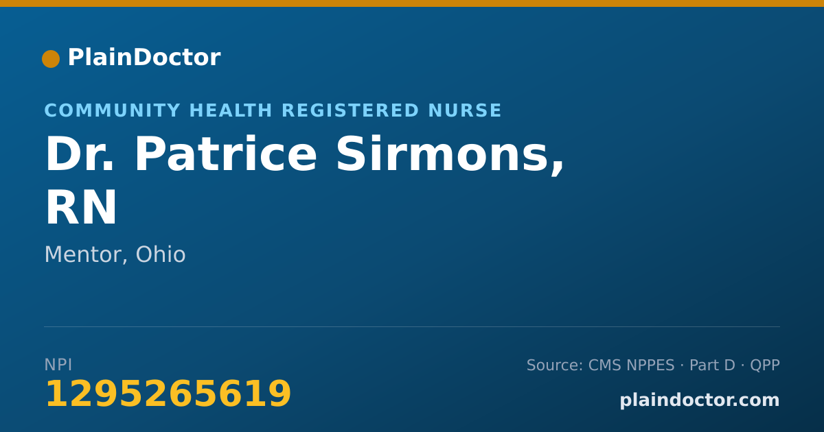 Shareable card for Patrice Sirmons, RN - Community Health Registered Nurse, Mentor, OH
