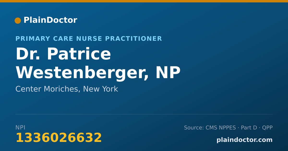 Shareable card for Patrice Westenberger, NP - Primary Care Nurse Practitioner, Center Moriches, NY