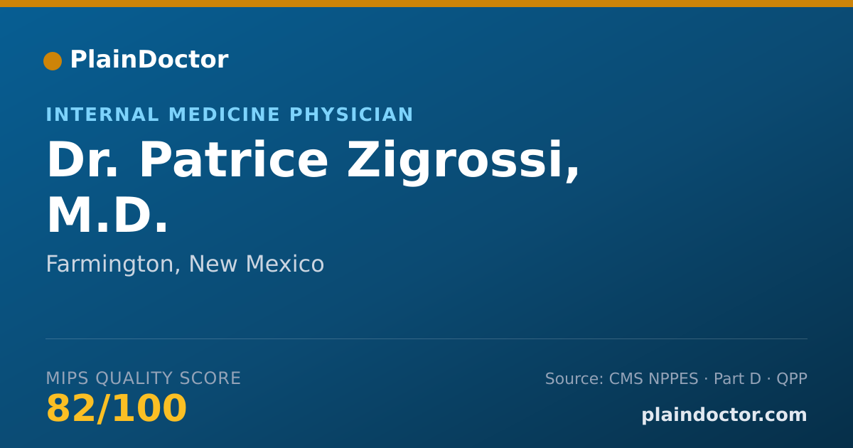 Shareable card for Patrice Zigrossi, M.D. - Hospitalist Physician, Farmington, NM
