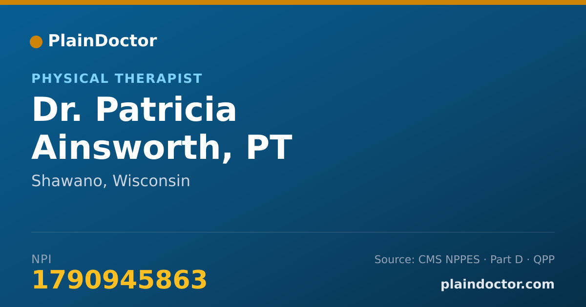Shareable card for Patricia Ainsworth, PT - Physical Therapist, Shawano, WI