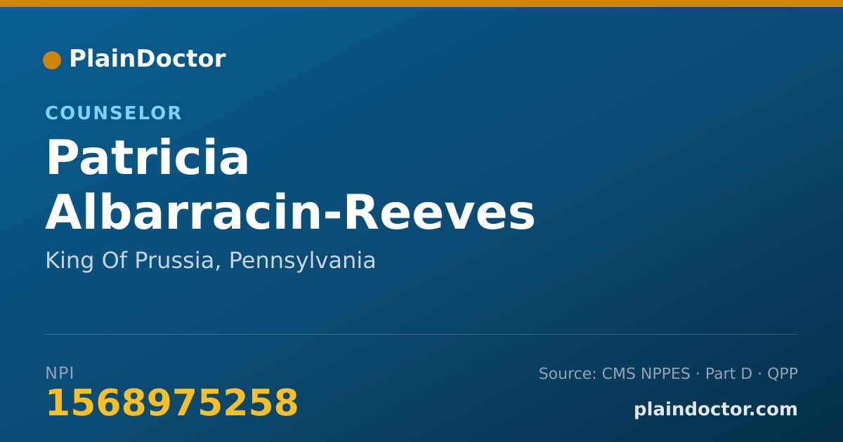 Shareable card for Patricia Albarracin-Reeves - Counselor, King Of Prussia, PA