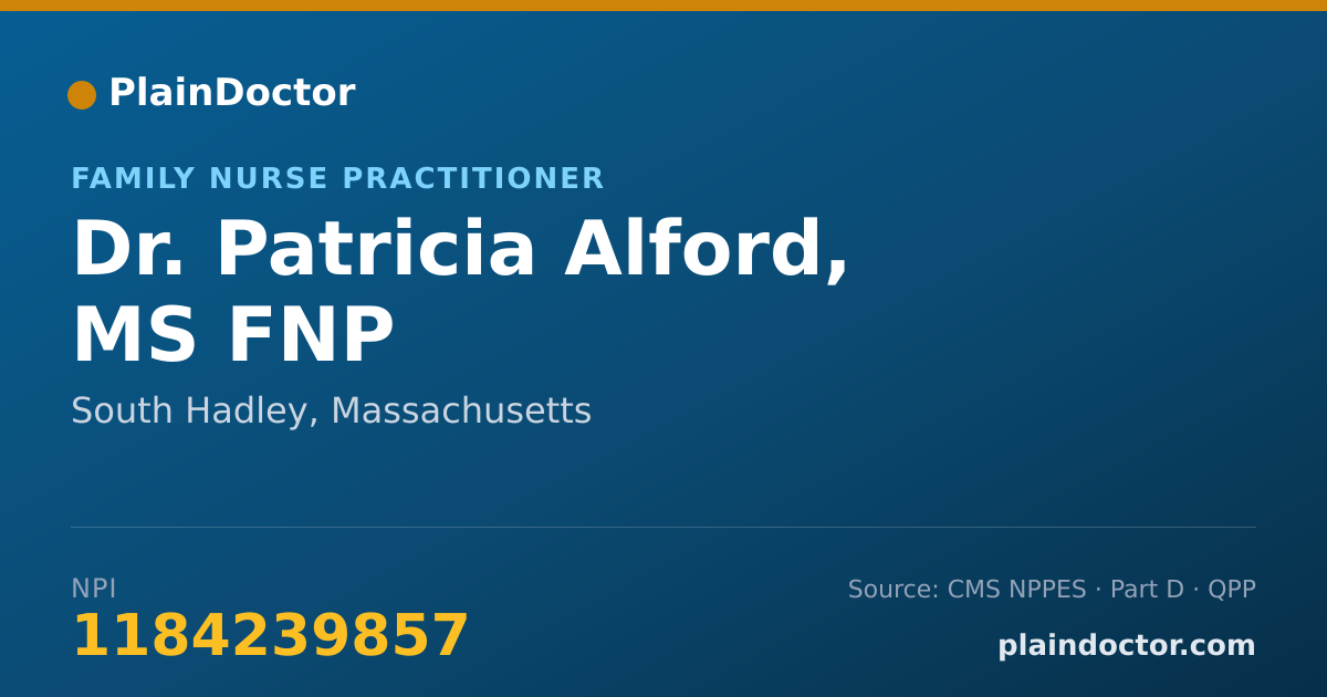 Shareable card for Patricia Alford, MS FNP - Family Nurse Practitioner, South Hadley, MA