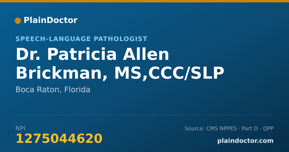 Shareable card for Patricia Allen Brickman, MS,CCC/SLP - Speech-Language Pathologist, Boca Raton, FL